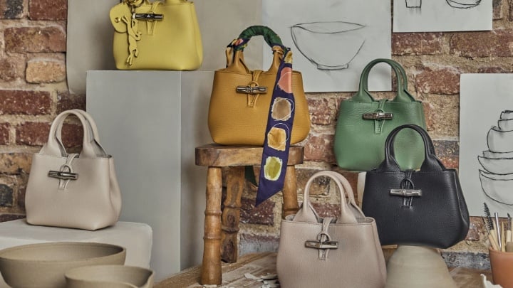Image of different Longchamp bags